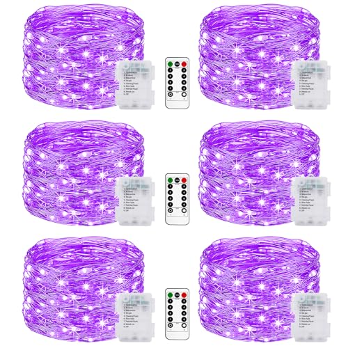 litogo 6 Stück Lichterkette Batterie, 5M 50 LED Lichterkette Batterie mit Timer & Fernbedienung 8 Modi Wasserdicht Lichterkette Draht für Innen/Außen Weihnachten Garten Party Hochzeit Deko,Violett litogo 6 Stück Lichterkette Batterie, 5M 50 LED Lichterkette Batterie mit Timer & Fernbedienung 8 Modi Wasserdicht Lichterkette Draht für Innen/Außen Weihnachten Garten Party Hochzeit Deko,Violett von litogo