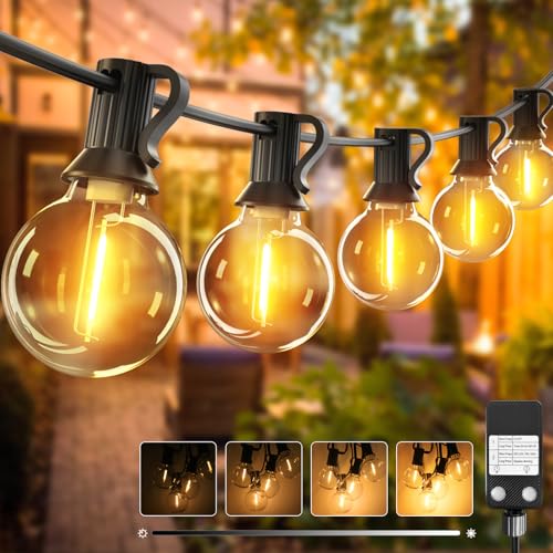 litogo LED Lichterkette Außen Dimmbar mit Timer, 15M Deko Lichterkette Aussen Strom mit Retro Warmweiß G40 Glühbirnen Plastik, Wetterfest lichterketten für Garten Balkon Party Pavillon Terrasse von litogo
