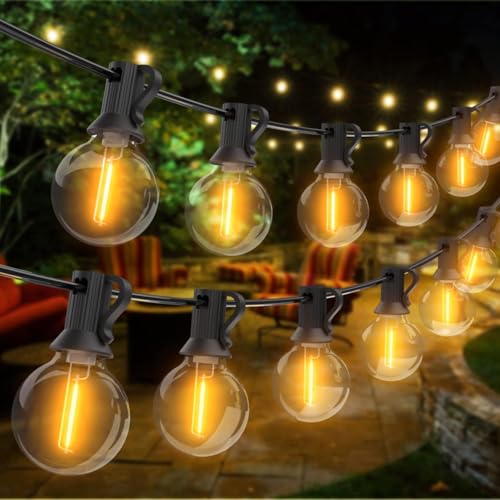 litogo LED Lichterkette Außen Strom 35.5M, Outdoor Lichterkette mit 50+2 G40 Retro Glühbirne, Lichterkette Außen Wetterfest, Anschließbare Lichterketten für Balkon Garten Terrasse Party-Warmweiß von litogo