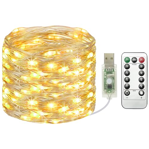 litogo Led Lichterkette mit USB Stecker, 12M 120LED Kupferdraht, Wasserdicht, 8 Modi mit Timer, Warmweiß, für Innen und Außen litogo Led Lichterkette mit USB Stecker, 12M 120LED Kupferdraht, Wasserdicht, 8 Modi mit Timer, Warmweiß, für Innen und Außen von litogo