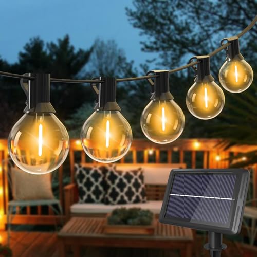 litogo Lichterkette Außen Solar, 10M 15+1 G40 LED Glühbirnen Solar Lichterkette Aussen Wetterfest, 4 Modus Solarlichterkette für Terrasse Garten, Balkon, Weihnachten, Zimmer Party, Haus Deko,Warmweiß von litogo