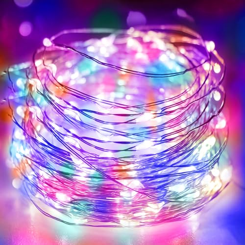 litogo Lichterkette Batterie Timer, 5M 50 LED Lichterkette Innen Wasserdicht Kupferdraht Fairy Lights, Lichterketten Batteriebetrieben (3AA Batterie) für Party Weihnachten Hochzeit Deko, Mehrfarbig von litogo