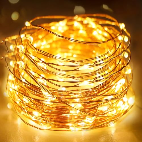 litogo Lichterkette Batterie Timer, 5M 50 LED Lichterkette Innen Wasserdicht Kupferdraht Fairy Lights, Lichterketten Batteriebetrieben (3AA Batterie) für Party Weihnachten Hochzeit Deko, Warmweiß von litogo