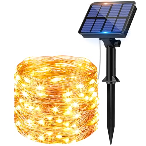 litogo Solar Lichterkette Aussen, 12M 120Led Lichterkette Solarlichterkette für Außen Wasserdicht KupferDraht Outdoor lichterkette Deko Draußen 8 Modus für Garten,Balkon,Hochzeit,Weihnachten Warmweiß von litogo