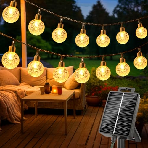 litogo Solar Lichterkette Aussen, 15M LED Lichterkette Außen Solar Wetterfest, 8 Modi Kristall Kugeln mit Memory-Funktion, Solarlichterkette Outdoor für Balkon, Garten, Terrasse, Partys, Warmweiß litogo Solar Lichterkette Aussen, 15M LED Lichterkette Außen Solar Wetterfest, 8 Modi Kristall Kugeln mit Memory-Funktion, Solarlichterkette Outdoor für Balkon, Garten, Terrasse, Partys, Warmweiß von litogo