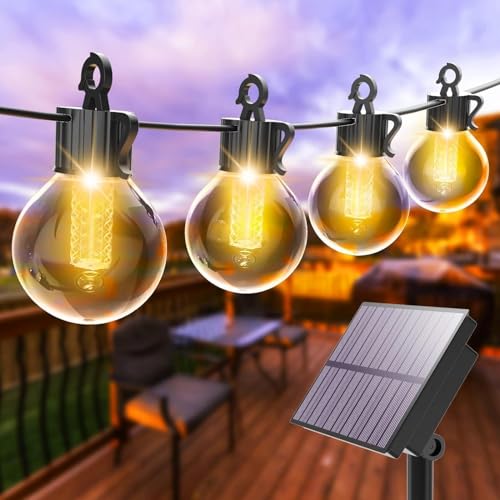 litogo Solar Lichterkette Aussen 13.6M, 27 G40 LED Glühbirnen Solar Lichterkette Aussen Wetterfest 4 Modi Warmweiß Solarlichterkette für Außen, Garten, Terrasse, Balkon, Party, Hochzeit, Weihnachten von litogo