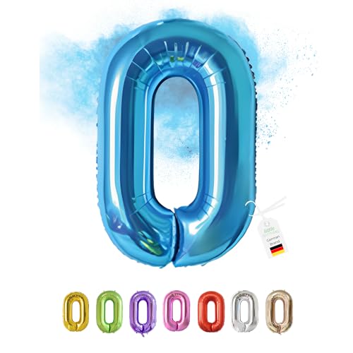 LITTLE BIRTHDAY | Zahlen Luftballon | Folienballon | Helium Gas Balloon Ballon | 101 cm | 0 1 2 3 4 5 6 7 8 9 in vielen Farben | Geburtstag | Kindergeburtstag | Deko | blau 0 von little Birthday