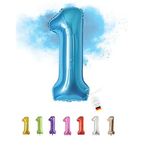 LITTLE BIRTHDAY | Zahlen Luftballon | Folienballon | Helium Gas Balloon Ballon | 101 cm | 0 1 2 3 4 5 6 7 8 9 in vielen Farben | Geburtstag | Kindergeburtstag | Deko | blau 1 von little Birthday