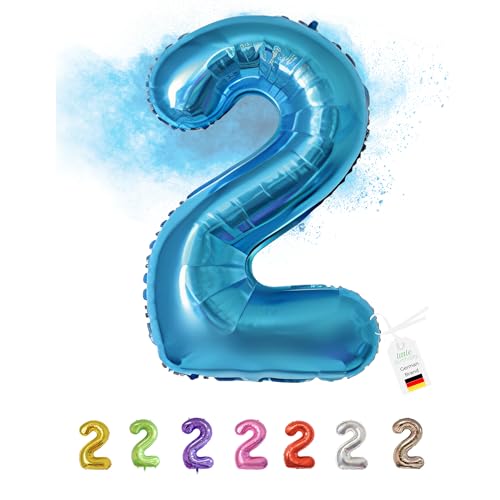 LITTLE BIRTHDAY | Zahlen Luftballon | Folienballon | Helium Gas Balloon Ballon | 101 cm | 0 1 2 3 4 5 6 7 8 9 in vielen Farben | Geburtstag | Kindergeburtstag | Deko | blau 2 von little Birthday