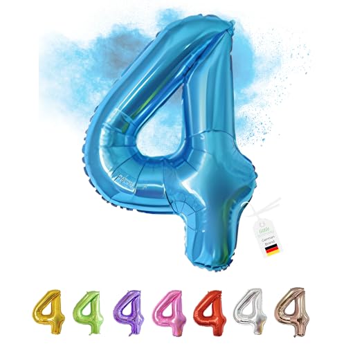 LITTLE BIRTHDAY | Zahlen Luftballon | Folienballon | Helium Gas Balloon Ballon | 101 cm | 0 1 2 3 4 5 6 7 8 9 in vielen Farben | Geburtstag | Kindergeburtstag | Deko | blau 4 von little Birthday