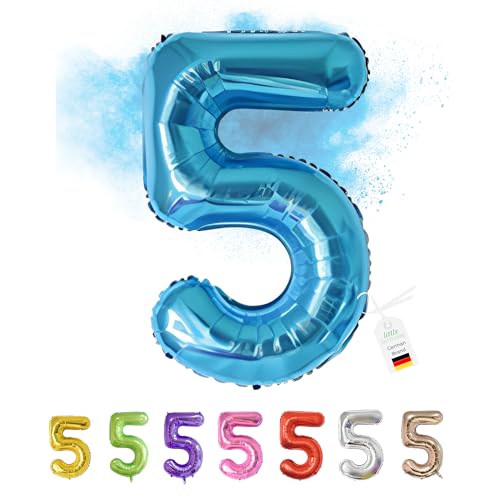LITTLE BIRTHDAY | Zahlen Luftballon | Folienballon | Helium Gas Balloon Ballon | 101 cm | 0 1 2 3 4 5 6 7 8 9 in vielen Farben | Geburtstag | Kindergeburtstag | Deko | blau 5 von little Birthday