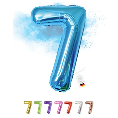 LITTLE BIRTHDAY | Zahlen Luftballon | Folienballon | Helium Gas Balloon Ballon | 101 cm | 0 1 2 3 4 5 6 7 8 9 in vielen Farben | Geburtstag | Kindergeburtstag | Deko | blau 7 von little Birthday
