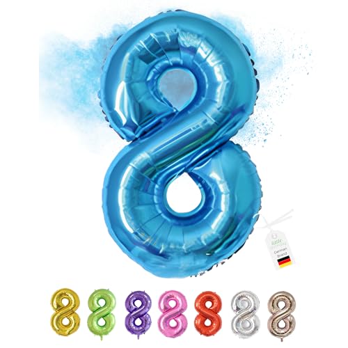 LITTLE BIRTHDAY | Zahlen Luftballon | Folienballon | Helium Gas Balloon Ballon | 101 cm | 0 1 2 3 4 5 6 7 8 9 in vielen Farben | Geburtstag | Kindergeburtstag | Deko | blau 8 von little Birthday