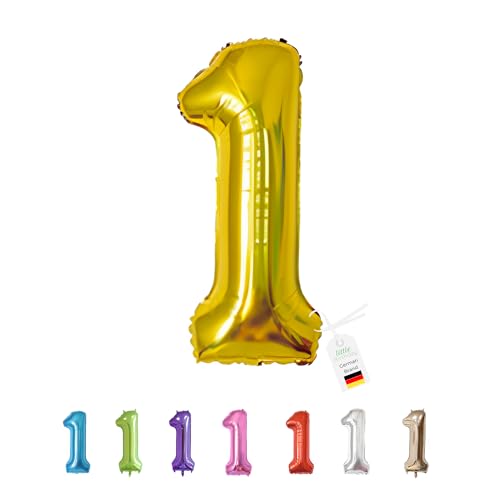 LITTLE BIRTHDAY | Zahlen Luftballon | Folienballon | Helium Gas Balloon Ballon | 101 cm | 0 1 2 3 4 5 6 7 8 9 in vielen Farben | Geburtstag | Kindergeburtstag | Deko | gold 1 von little Birthday