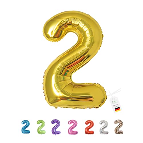 LITTLE BIRTHDAY | Zahlen Luftballon | Folienballon | Helium Gas Balloon Ballon | 101 cm | 0 1 2 3 4 5 6 7 8 9 in vielen Farben | Geburtstag | Kindergeburtstag | Deko | gold 2 von little Birthday
