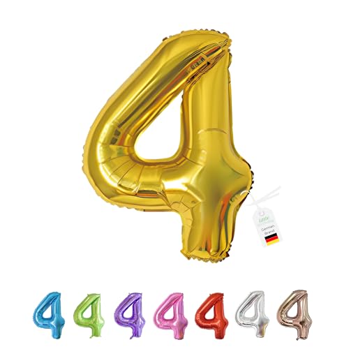 LITTLE BIRTHDAY | Zahlen Luftballon | Folienballon | Helium Gas Balloon Ballon | 101 cm | 0 1 2 3 4 5 6 7 8 9 in vielen Farben | Geburtstag | Kindergeburtstag | Deko | gold 4 von little Birthday
