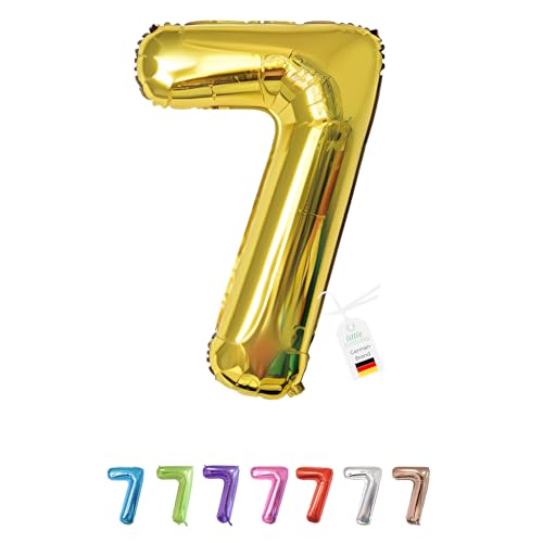 LITTLE BIRTHDAY | Zahlen Luftballon | Folienballon | Helium Gas Balloon Ballon | 101 cm | 0 1 2 3 4 5 6 7 8 9 in vielen Farben | Geburtstag | Kindergeburtstag | Deko | gold 7 von little Birthday