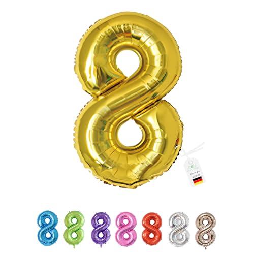 LITTLE BIRTHDAY | Zahlen Luftballon | Folienballon | Helium Gas Balloon Ballon | 101 cm | 0 1 2 3 4 5 6 7 8 9 in vielen Farben | Geburtstag | Kindergeburtstag | Deko | gold 8 von little Birthday