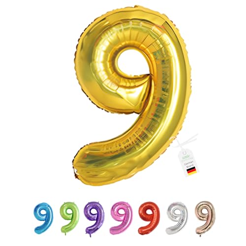 LITTLE BIRTHDAY | Zahlen Luftballon | Folienballon | Helium Gas Balloon Ballon | 101 cm | 0 1 2 3 4 5 6 7 8 9 in vielen Farben | Geburtstag | Kindergeburtstag | Deko | gold 9 von little Birthday