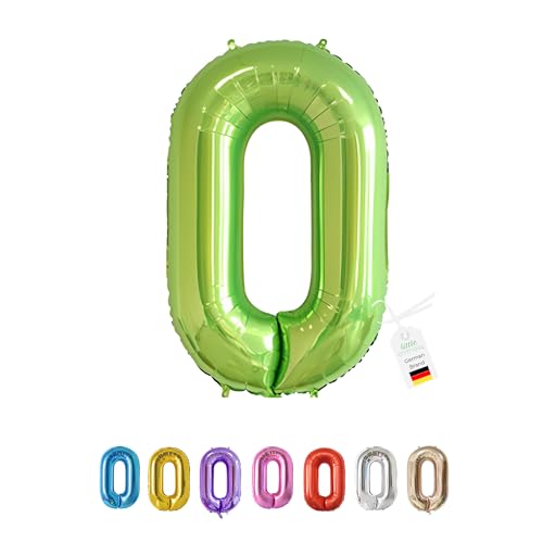 LITTLE BIRTHDAY | Zahlen Luftballon | Folienballon | Helium Gas Balloon Ballon | 101 cm | 0 1 2 3 4 5 6 7 8 9 in vielen Farben | Geburtstag | Kindergeburtstag | Deko | grün 0 von little Birthday
