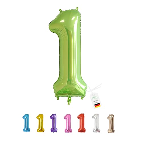 LITTLE BIRTHDAY | Zahlen Luftballon | Folienballon | Helium Gas Balloon Ballon | 101 cm | 0 1 2 3 4 5 6 7 8 9 in vielen Farben | Geburtstag | Kindergeburtstag | Deko | grün 1 von little Birthday