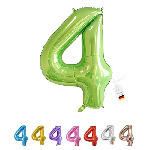 LITTLE BIRTHDAY | Zahlen Luftballon | Folienballon | Helium Gas Balloon Ballon | 101 cm | 0 1 2 3 4 5 6 7 8 9 in vielen Farben | Geburtstag | Kindergeburtstag | Deko | grün 4 von little Birthday