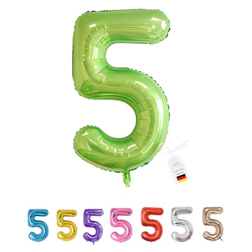 LITTLE BIRTHDAY | Zahlen Luftballon | Folienballon | Helium Gas Balloon Ballon | 101 cm | 0 1 2 3 4 5 6 7 8 9 in vielen Farben | Geburtstag | Kindergeburtstag | Deko | grün 5 von little Birthday