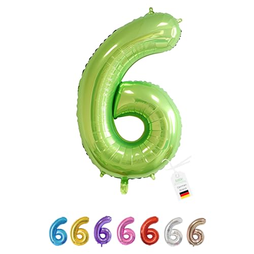 LITTLE BIRTHDAY | Zahlen Luftballon | Folienballon | Helium Gas Balloon Ballon | 101 cm | 0 1 2 3 4 5 6 7 8 9 in vielen Farben | Geburtstag | Kindergeburtstag | Deko | grün 6 von little Birthday