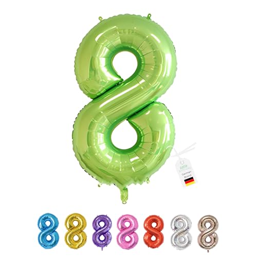 LITTLE BIRTHDAY | Zahlen Luftballon | Folienballon | Helium Gas Balloon Ballon | 101 cm | 0 1 2 3 4 5 6 7 8 9 in vielen Farben | Geburtstag | Kindergeburtstag | Deko | grün 8 von little Birthday