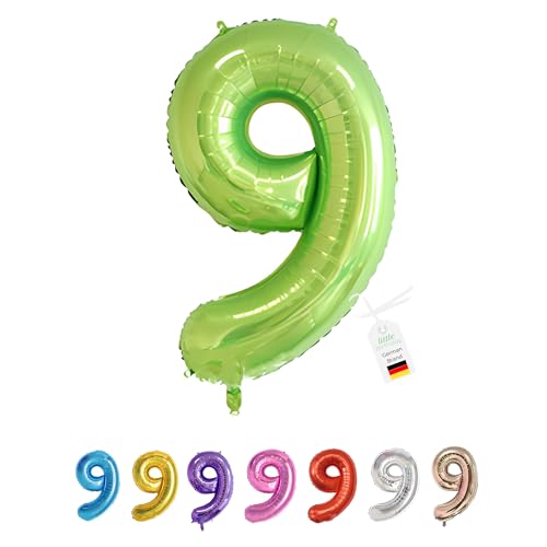 LITTLE BIRTHDAY | Zahlen Luftballon | Folienballon | Helium Gas Balloon Ballon | 101 cm | 0 1 2 3 4 5 6 7 8 9 in vielen Farben | Geburtstag | Kindergeburtstag | Deko | grün 9 von little Birthday