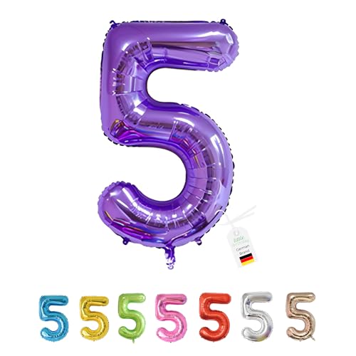 LITTLE BIRTHDAY | Zahlen Luftballon | Folienballon | Helium Gas Balloon Ballon | 101 cm | 0 1 2 3 4 5 6 7 8 9 in vielen Farben | Geburtstag | Kindergeburtstag | Deko | lila 5 von little Birthday