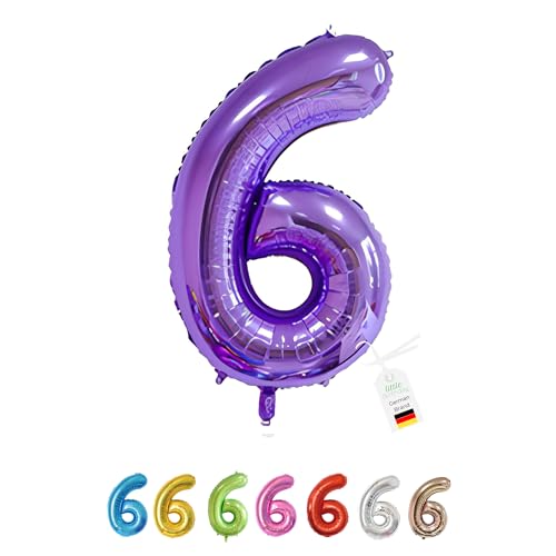 LITTLE BIRTHDAY | Zahlen Luftballon | Folienballon | Helium Gas Balloon Ballon | 101 cm | 0 1 2 3 4 5 6 7 8 9 in vielen Farben | Geburtstag | Kindergeburtstag | Deko | lila 6 von little Birthday