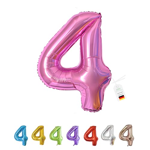 LITTLE BIRTHDAY | Zahlen Luftballon | Folienballon | Helium Gas Balloon Ballon | 101 cm | 0 1 2 3 4 5 6 7 8 9 in vielen Farben | Geburtstag | Kindergeburtstag | Deko | pink 4 von little Birthday