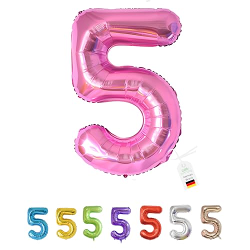 LITTLE BIRTHDAY | Zahlen Luftballon | Folienballon | Helium Gas Balloon Ballon | 101 cm | 0 1 2 3 4 5 6 7 8 9 in vielen Farben | Geburtstag | Kindergeburtstag | Deko | pink 5 von little Birthday
