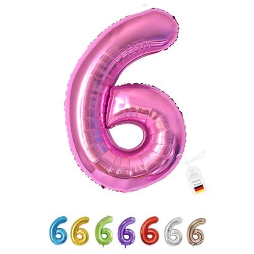 LITTLE BIRTHDAY | Zahlen Luftballon | Folienballon | Helium Gas Balloon Ballon | 101 cm | 0 1 2 3 4 5 6 7 8 9 in vielen Farben | Geburtstag | Kindergeburtstag | Deko | pink 6 von little Birthday