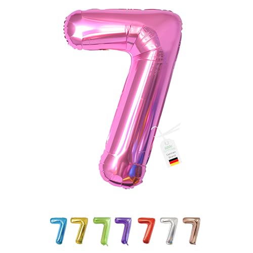 LITTLE BIRTHDAY | Zahlen Luftballon | Folienballon | Helium Gas Balloon Ballon | 101 cm | 0 1 2 3 4 5 6 7 8 9 in vielen Farben | Geburtstag | Kindergeburtstag | Deko | pink 7 von little Birthday