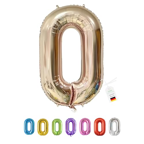 LITTLE BIRTHDAY | Zahlen Luftballon | Folienballon | Helium Gas Balloon Ballon | 101 cm | 0 1 2 3 4 5 6 7 8 9 in vielen Farben | Geburtstag | Kindergeburtstag | Deko | rose gold 0 von little Birthday