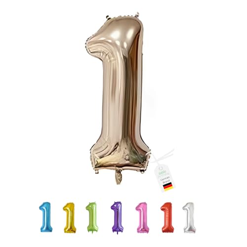 LITTLE BIRTHDAY | Zahlen Luftballon | Folienballon | Helium Gas Balloon Ballon | 101 cm | 0 1 2 3 4 5 6 7 8 9 in vielen Farben | Geburtstag | Kindergeburtstag | Deko | rose gold 1 von little Birthday