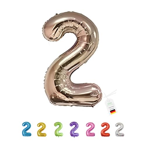 LITTLE BIRTHDAY | Zahlen Luftballon | Folienballon | Helium Gas Balloon Ballon | 101 cm | 0 1 2 3 4 5 6 7 8 9 in vielen Farben | Geburtstag | Kindergeburtstag | Deko | rose gold 2 von little Birthday
