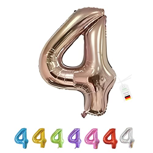 LITTLE BIRTHDAY | Zahlen Luftballon | Folienballon | Helium Gas Balloon Ballon | 101 cm | 0 1 2 3 4 5 6 7 8 9 in vielen Farben | Geburtstag | Kindergeburtstag | Deko | rose gold 4 von little Birthday