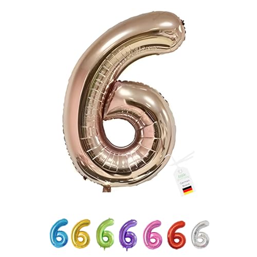 LITTLE BIRTHDAY | Zahlen Luftballon | Folienballon | Helium Gas Balloon Ballon | 101 cm | 0 1 2 3 4 5 6 7 8 9 in vielen Farben | Geburtstag | Kindergeburtstag | Deko | rose gold 6 von little Birthday