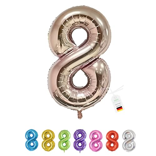 LITTLE BIRTHDAY | Zahlen Luftballon | Folienballon | Helium Gas Balloon Ballon | 101 cm | 0 1 2 3 4 5 6 7 8 9 in vielen Farben | Geburtstag | Kindergeburtstag | Deko | rose gold 8 von little Birthday