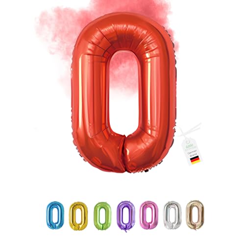 LITTLE BIRTHDAY | Zahlen Luftballon | Folienballon | Helium Gas Balloon Ballon | 101 cm | 0 1 2 3 4 5 6 7 8 9 in vielen Farben | Geburtstag | Kindergeburtstag | Deko | rot 0 von little Birthday