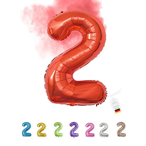 LITTLE BIRTHDAY | Zahlen Luftballon | Folienballon | Helium Gas Balloon Ballon | 101 cm | 0 1 2 3 4 5 6 7 8 9 in vielen Farben | Geburtstag | Kindergeburtstag | Deko | rot 2 von little Birthday