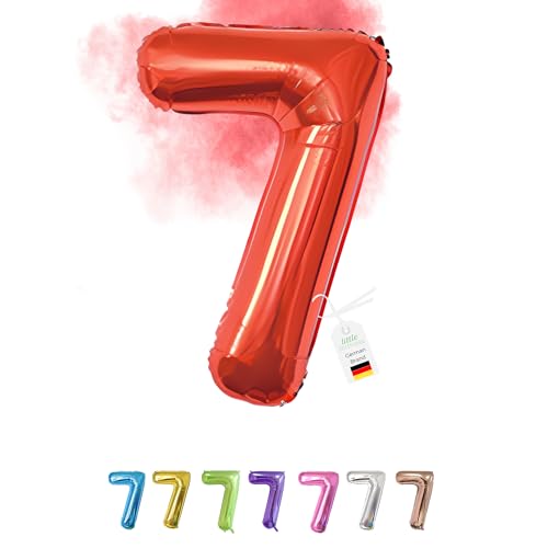 LITTLE BIRTHDAY | Zahlen Luftballon | Folienballon | Helium Gas Balloon Ballon | 101 cm | 0 1 2 3 4 5 6 7 8 9 in vielen Farben | Geburtstag | Kindergeburtstag | Deko | rot 7 von little Birthday
