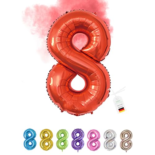 LITTLE BIRTHDAY | Zahlen Luftballon | Folienballon | Helium Gas Balloon Ballon | 101 cm | 0 1 2 3 4 5 6 7 8 9 in vielen Farben | Geburtstag | Kindergeburtstag | Deko | rot 8 von little Birthday