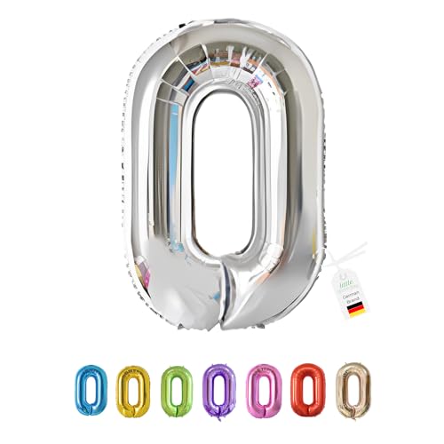 LITTLE BIRTHDAY | Zahlen Luftballon | Folienballon | Helium Gas Balloon Ballon | 101 cm | 0 1 2 3 4 5 6 7 8 9 in vielen Farben | Geburtstag | Kindergeburtstag | Deko | silber 0 von little Birthday