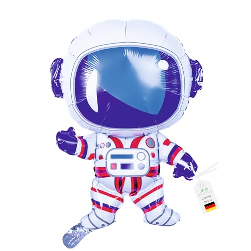 LITTLE BIRTHDAY | XL Astronaut Folienballon | Astronaut Weltall blau Luftballons | Balloon Ballon Gas Helium | Kindergeburtstag | Geburtstag | 76x54 cm von little Birthday