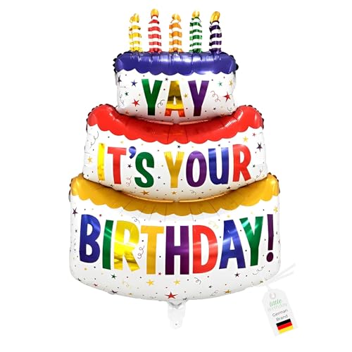 LITTLE BIRTHDAY | XXL Happy Birthday Ballon | Folienballon | Herzlichen Glückwunsch zum Geburtstag Luftballon | Helium Gas Balloon | Geburtstag | Kindergeburtstag | 95 cm von little Birthday