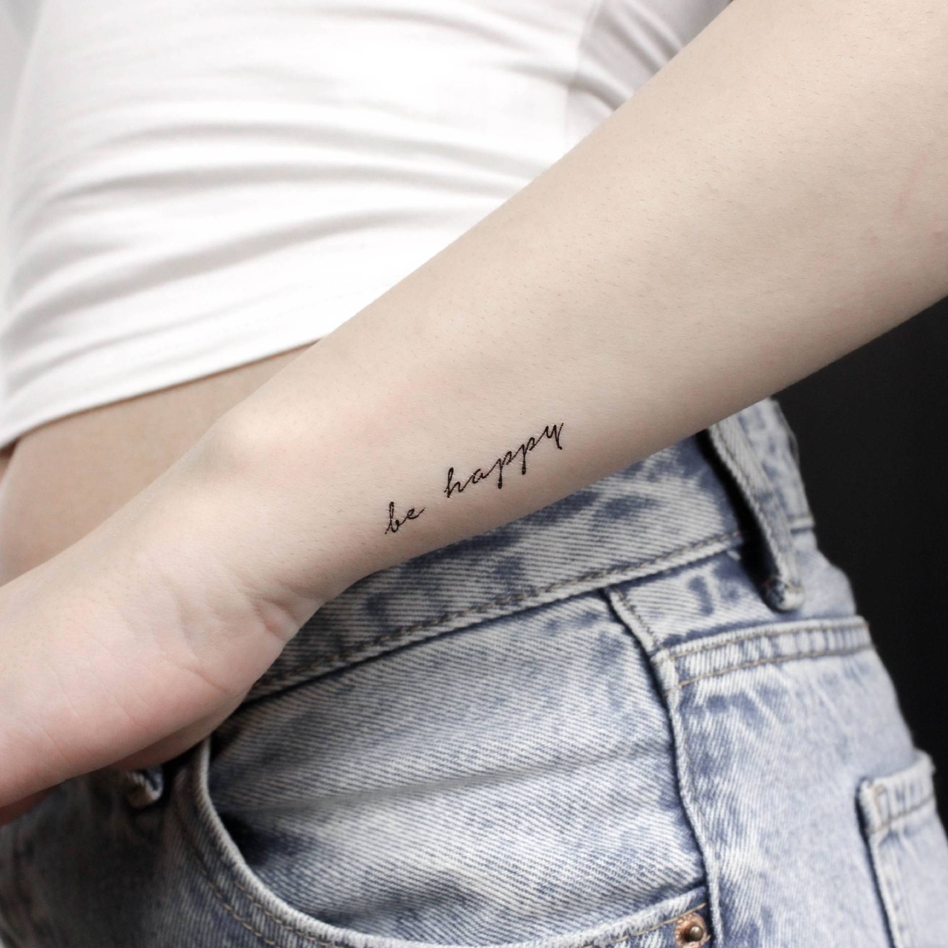 Temporäres Tattoo „Be Happy" | 3Er-Set von littletattoos